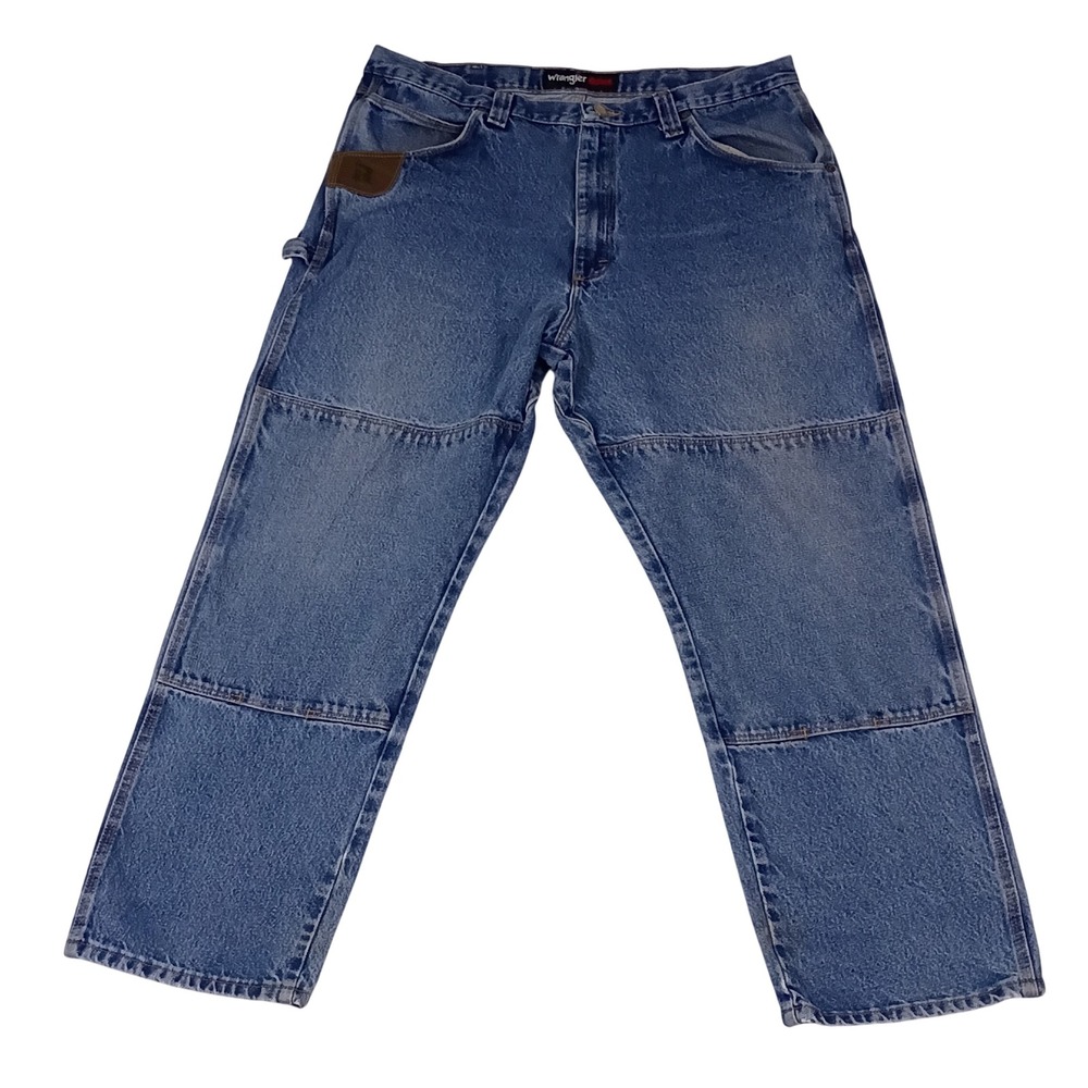 Wrangler Riggs Workwear Mens Blue Double Knee Carpenter Jeans 38x32 FITS 38X31 - Picture 1 of 15